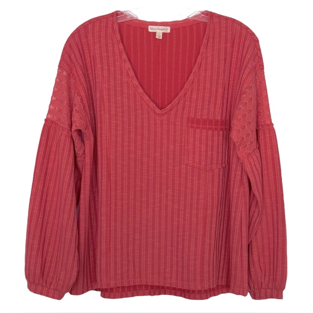 NWOT Love On A Hanger Size Large V-Neck Long Lantern Sleeves